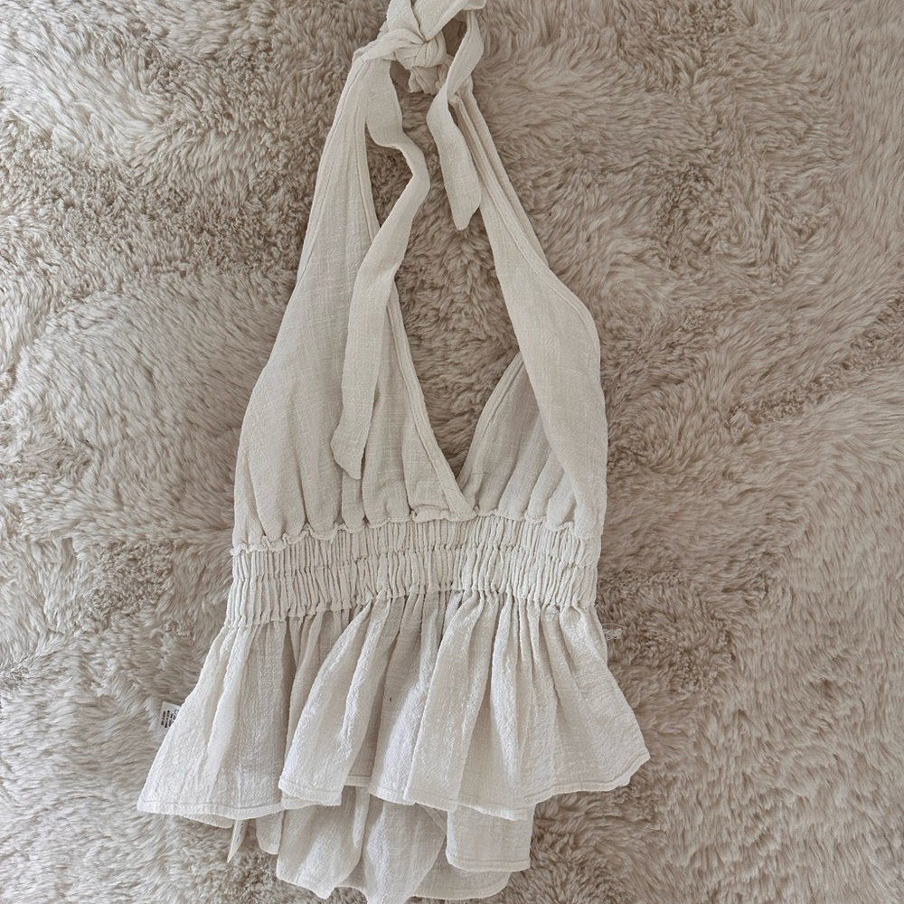 Perfect vintage beach halter top, white